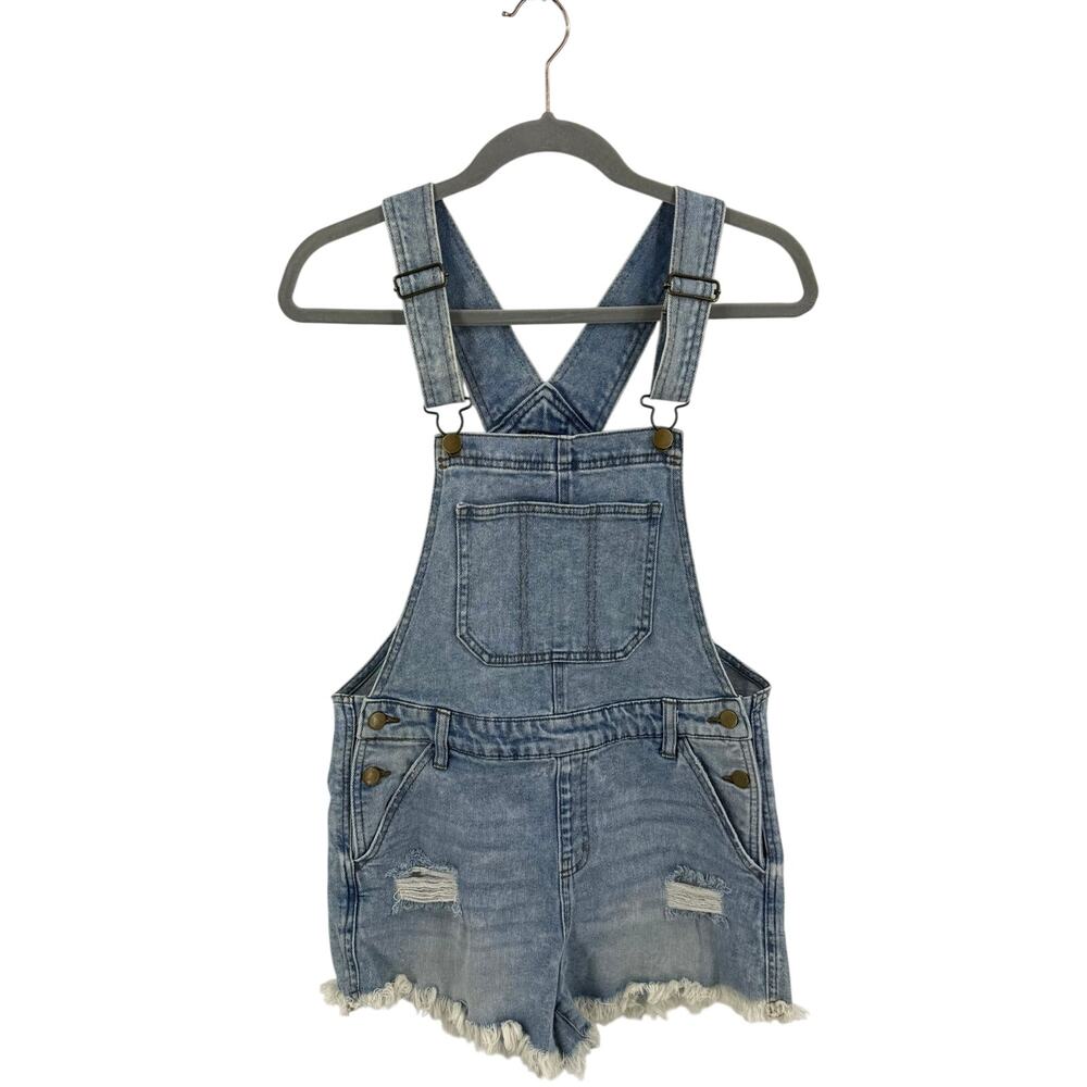 Wild Fable Womens Jean Denim Shortalls Size Small Blue Distressed Shorts Overall